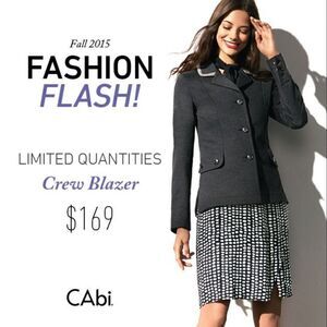 Cabi Charcoal Gray Button Cuff Crew Blazer - S‎